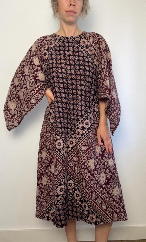 Vintage jaren 70 Indiase katoenen lange jurk met angel sleev, Kleding | Dames, Jurken, Zo goed als nieuw, Maat 38/40 (M), Bruin