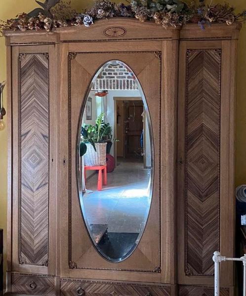 Antiek brocante kledingkast linnenkast van eiken, Huis en Inrichting, Kasten | Kledingkasten, Gebruikt, 200 cm of meer, 150 tot 200 cm