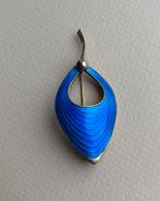 Vintage Zilveren Broche met Blauw Emaille, Sieraden, Tassen en Uiterlijk, Broches, 4 tot 7 cm, Blauw, Ophalen of Verzenden, Zo goed als nieuw