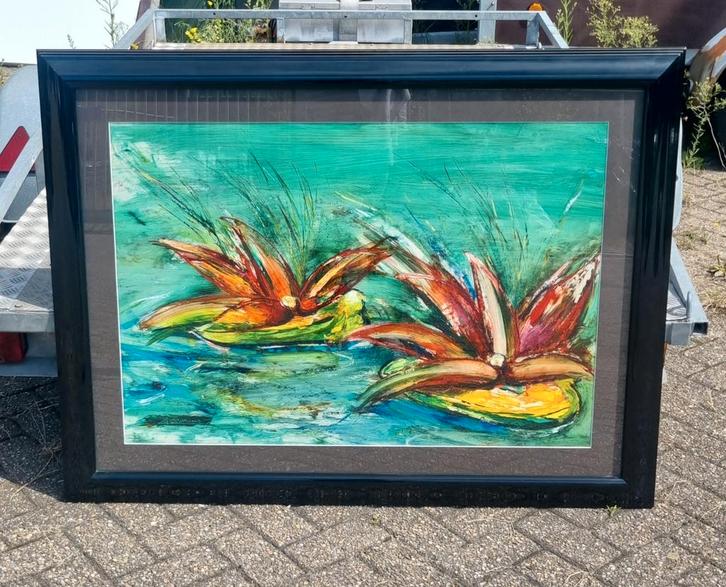 Aad Leemans twee waterlelies Blauw schilderij, Antiek en Kunst, Kunst | Schilderijen | Modern, Ophalen