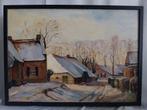 D. Verboom (1950) - Winter in het dorp - 1970, Antiek en Kunst, Kunst | Schilderijen | Klassiek, Ophalen