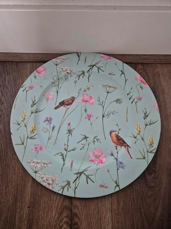 Decoratief Bord met Vogel- en Bloemenmotief, Huis en Inrichting, Keuken | Servies, Gebruikt, Bord(en), Overige stijlen, Ophalen of Verzenden