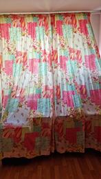 Kinder gordijnen meisjes princessen bloemen roze turquoise, 200 cm of meer, Rood, Ophalen of Verzenden, Zo goed als nieuw