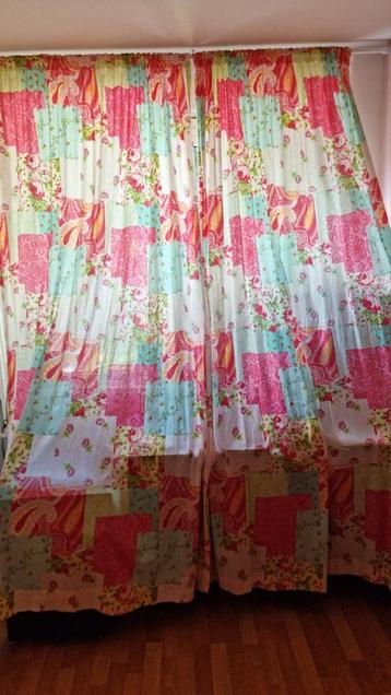 Kinder gordijnen meisjes princessen bloemen roze turquoise  beschikbaar voor biedingen