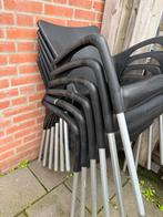 6 Zwarte tuinstoelen met stalen poten., Ophalen, Zo goed als nieuw, Kunststof