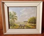 Schaapherder op heide olieverfschilderij, Antiek en Kunst, Ophalen of Verzenden