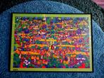 Bali puzzel van een Balinees schilderij ingelijst, 50 tot 75 cm, Ophalen of Verzenden, Zo goed als nieuw, Foto of Poster