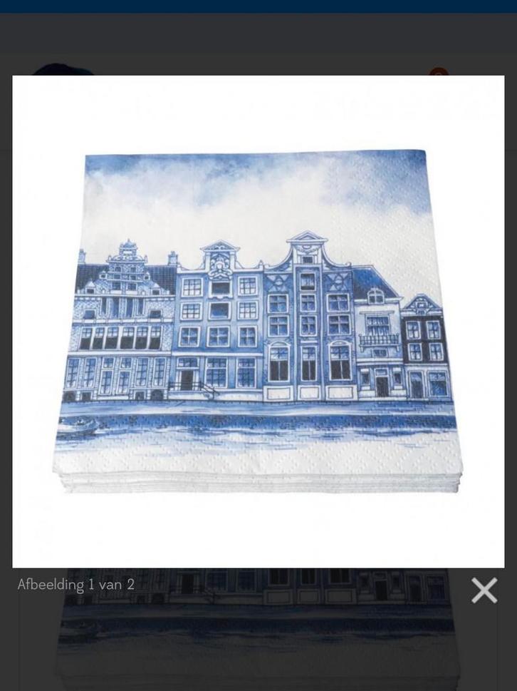 Servetten Grachtenpanden Heinen Delfts Blauw - 10 stuks, Huis en Inrichting, Keuken | Keukenbenodigdheden, Nieuw, Ophalen of Verzenden