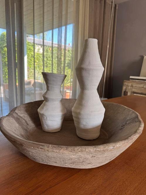 Handgemaakte Franse Vergrijsde Houten XL Schaal uit 1 stuk, Antiek en Kunst, Antiek | Woonaccessoires, Ophalen of Verzenden