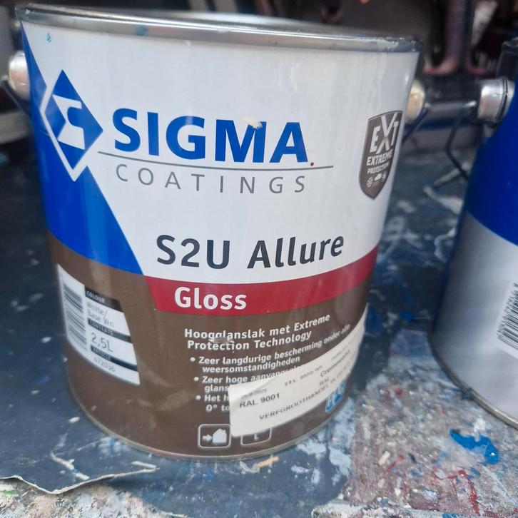 Sigma lak een grond Wit RAL9001, Doe-het-zelf en Verbouw, Verf, Beits en Lak, Zo goed als nieuw, Lak, Minder dan 5 liter, Wit