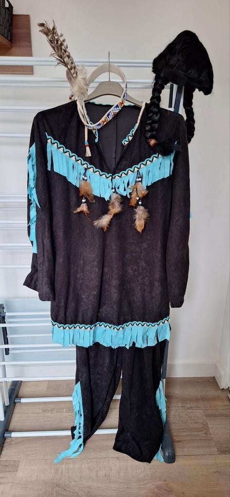 Indianen pak carnaval mt 44, Ophalen of Verzenden, Zo goed als nieuw, Maat 42/44 (L), Carnaval