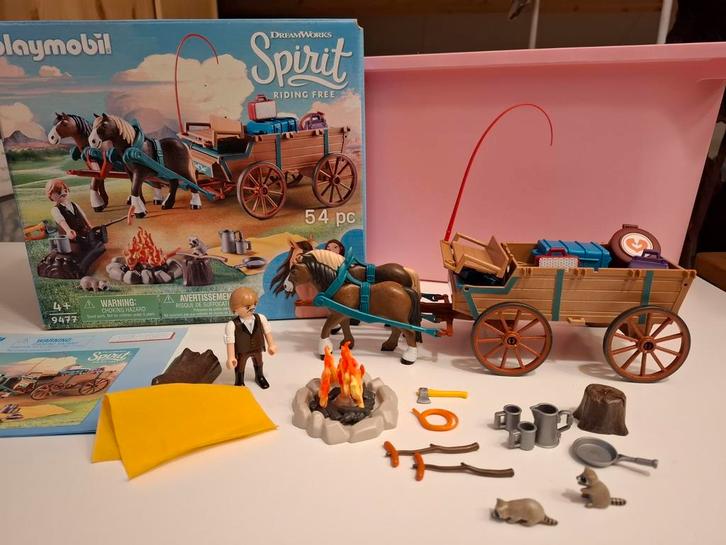 Playmobil Spirit riding free 9477 Lucky's vader en wagen, Kinderen en Baby's, Speelgoed | Playmobil, Zo goed als nieuw, Complete set