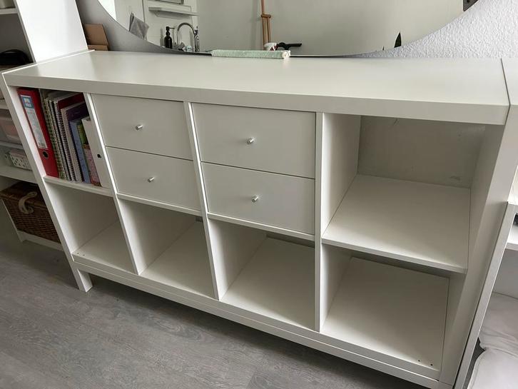 Witte IKEA KALLAX, Huis en Inrichting, Kasten | Wandmeubels, Gebruikt, 100 tot 150 cm, 200 tot 250 cm, 25 tot 50 cm, Met lade(s)