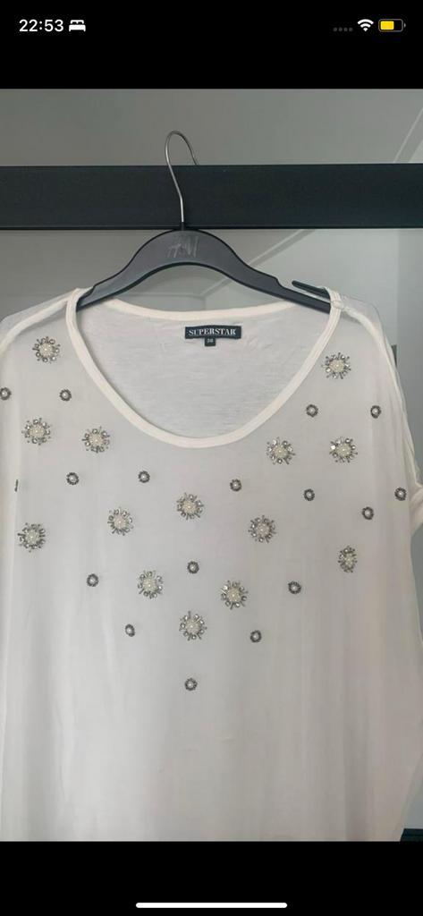 Nieuwe mooie witte en poeder roze top blouse 34/36, Kleding | Dames, Tops, Zo goed als nieuw, Maat 34 (XS) of kleiner, Roze, Zonder mouw