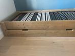 Bed steigerhout met lades, Ophalen, Eenpersoons, Steigerhout, 90 cm
