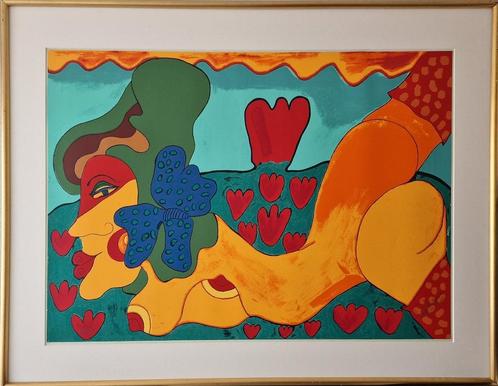 Gesign. zeefdruk Patty Harpenau 'Groeten uit Holland' ('92), Antiek en Kunst, Kunst | Litho's en Zeefdrukken, Ophalen