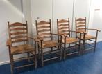 Oude houten stoelen met rieten zitting, Huis en Inrichting, Twee, Gebruikt, Bruin, Ophalen
