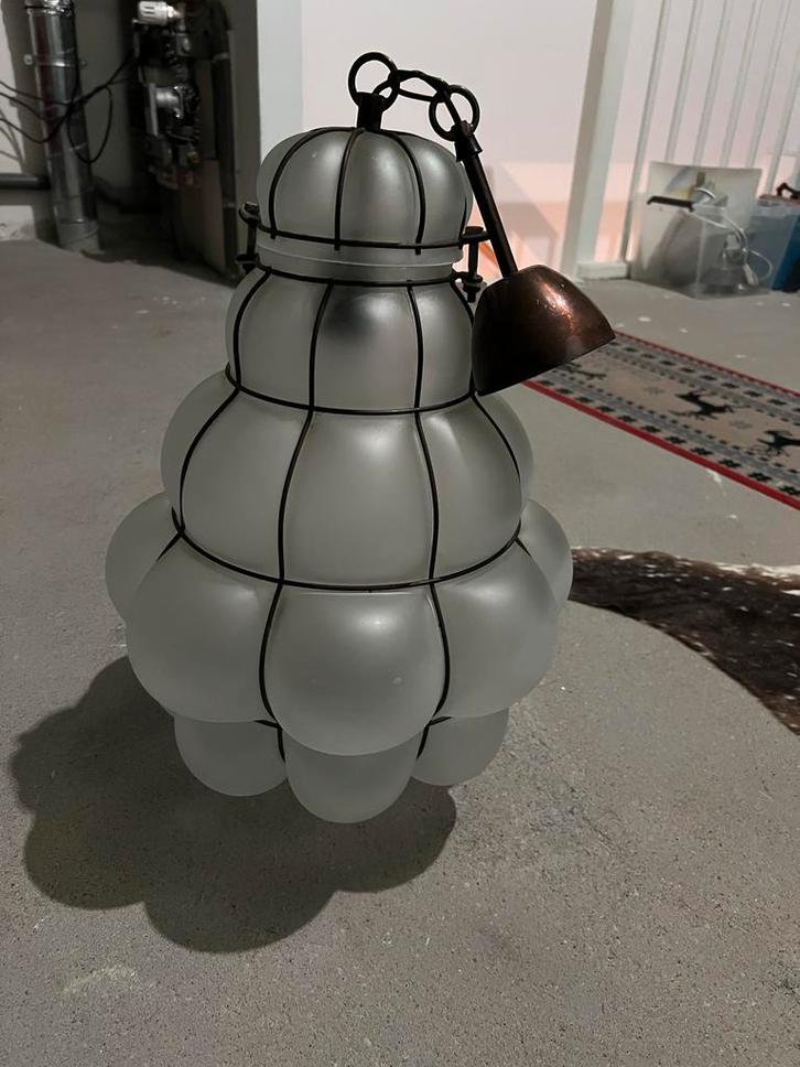 Vintage Italiaanse Bubble Hanglamp, Huis en Inrichting, Lampen | Hanglampen, Gebruikt, Minder dan 50 cm, Glas, Ophalen of Verzenden