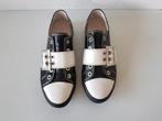 Gabor Jollys MAAT 39 zwarte witte leren instappers sneakers, Verzenden, Zwart, Gabor, Sneakers of Gympen