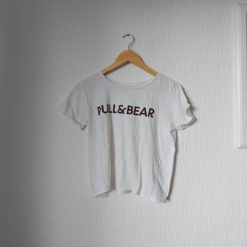 Pull & Bear wit T-shirt met logo maat M
