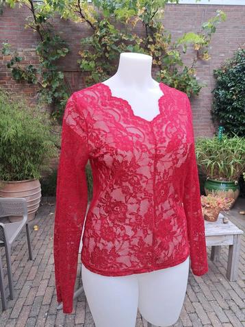 Dirndl blouse kanten top rood lange mouw mt. 46/48 beschikbaar voor biedingen