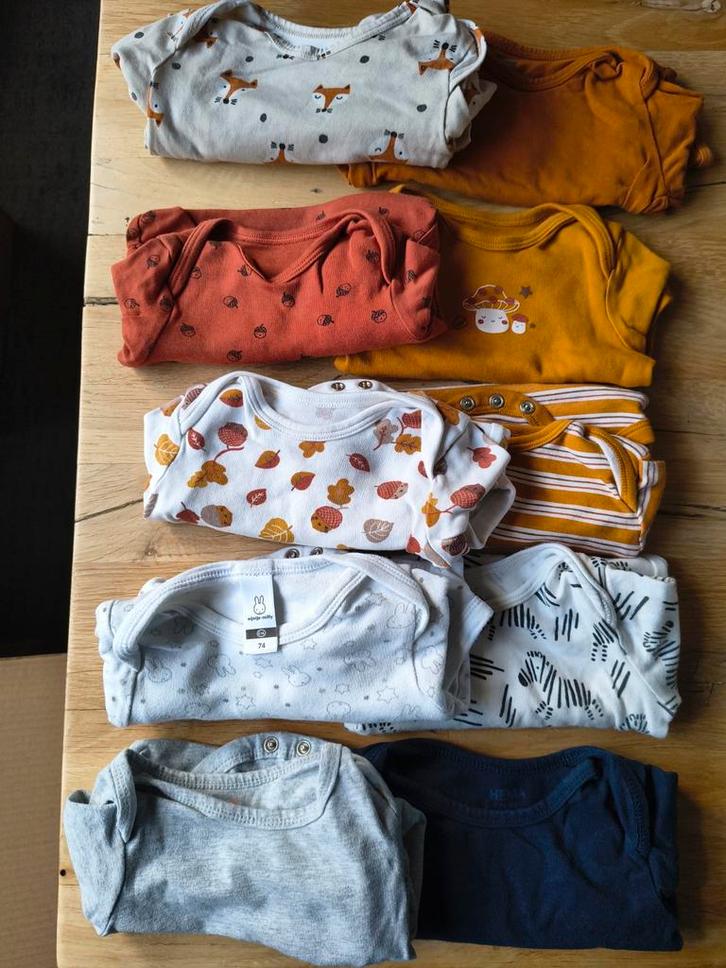 Lange Mouw Rompers Maat 74/80 - Set van 10, Kinderen en Baby's, Babykleding | Baby-kledingpakketten, Zo goed als nieuw, Maat 74