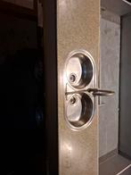 Aanrechtblad met dubbele spoelbak en kraan, Ophalen, Gebruikt, 200 cm of meer, Minder dan 100 cm