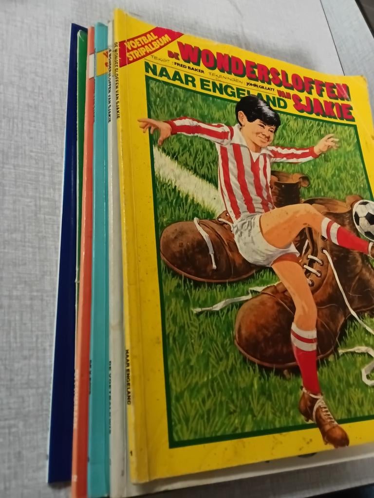 6 stripboeken van De Wondersloffen van Sjakie., Meerdere stripboeken, Ophalen of Verzenden, Gelezen