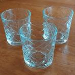 3 stevige glazen voor limonade, sap of water - geruit glas, Ophalen of Verzenden, Zo goed als nieuw, Overige typen