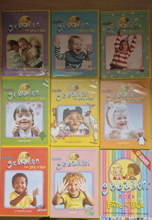 Gebaren met Lotte & Max - 8 DVD Boxset+ kindergebaren boekje, Cd's en Dvd's, Dvd's | Kinderen en Jeugd, Nieuw in verpakking, Educatief