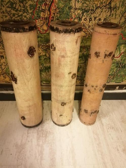 3 ANTIEKE ZWARE BEHANG DRUK ROLLEN UIT OUDE BEHANG FABRIEK., Antiek en Kunst, Curiosa en Brocante, Ophalen of Verzenden