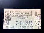 kaartje Johan Cruyff AJAX Afscheidswedstrijd 7-11-1978, Ophalen of Verzenden, Gebruikt, Ajax, Poster, Plaatje of Sticker