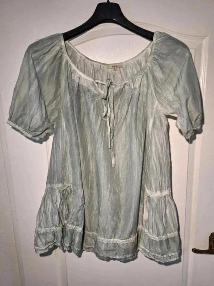 DIDI bohemian blouse zijde/katoen – maat L, Kleding | Dames, Blouses en Tunieken, Zo goed als nieuw, Maat 42/44 (L), Groen, Ophalen of Verzenden