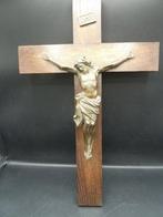 INRI Houten kruisbeeld voor aan de wand, Antiek en Kunst, Antiek | Religie, Ophalen of Verzenden