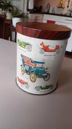 Blik met afbeelding oldtimers., Verzamelen, Blikken, Ophalen of Verzenden, Gebruikt, Overige