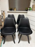 4 Zwarte Eetkamerstoelen - Set, Ophalen, Kunststof, Gebruikt, Zwart