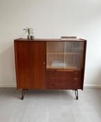 Vintage teakhouten highboard/kast, jaren 60/midcentury, Ophalen, Gebruikt, 100 tot 150 cm, Onbekend