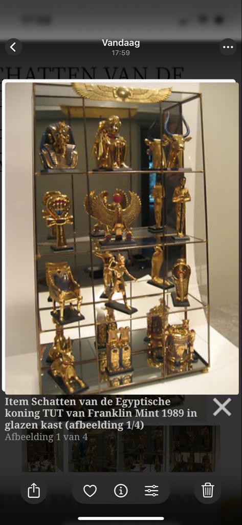 Franklin Mint Egyptische beeldjes met glazen kastje, Verzamelen, Beelden en Beeldjes, Zo goed als nieuw, Ophalen