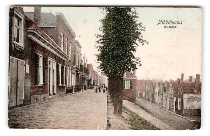 Middelharnis, Westdijk. Lees beschrijving, Verzamelen, Ansichtkaarten | Nederland, Gelopen, Zuid-Holland, Voor 1920, Verzenden