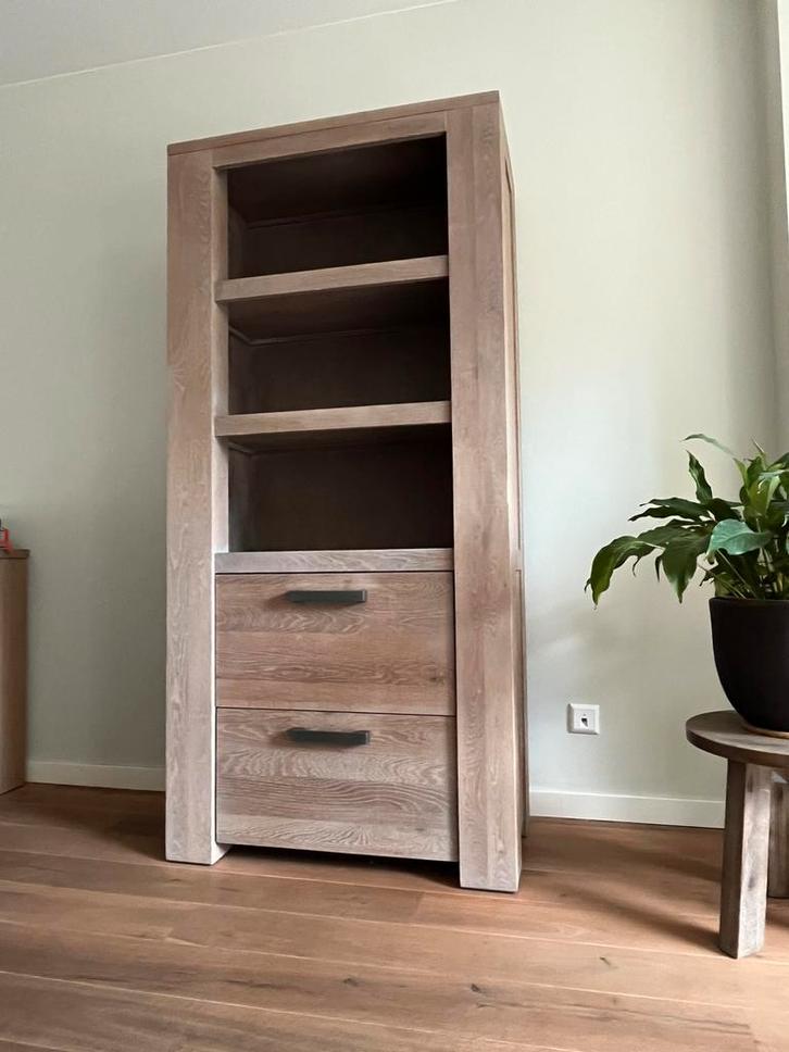 Boekenkast Massief Eikenhout - met 2 Lades, Huis en Inrichting, Kasten | Boekenkasten, Gebruikt, 50 tot 100 cm, 150 tot 200 cm