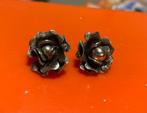 Vintage verzilverde antieke oorclips clips bloemen oorbellen, Ophalen of Verzenden, Zo goed als nieuw, Zilver, Overige materialen