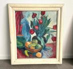 Schilderij - Bloemstilleven - Gemonogrameerd - Vintage, Antiek en Kunst, Kunst | Schilderijen | Klassiek, Ophalen of Verzenden