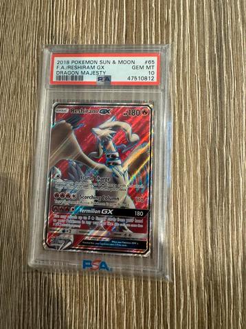 Reshiram GX S&M #65 PSA10 Pokemon Kaart beschikbaar voor biedingen