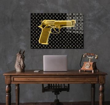 Glasschilderij - Louis Vuitton Pistool 80cm beschikbaar voor biedingen