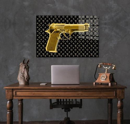 Glasschilderij - Louis Vuitton Pistool 80cm, Antiek en Kunst, Kunst | Schilderijen | Abstract, Ophalen of Verzenden
