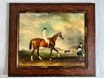 Schilderij met ruiter en paard – in echte houten lijst, Antiek en Kunst, Ophalen