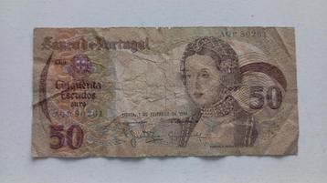 Bankbiljet Portugal - 50 Escudos beschikbaar voor biedingen