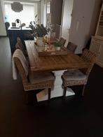 Eethoek met rotan stoelen, Ophalen, Zo goed als nieuw, 4 tot 6 stoelen