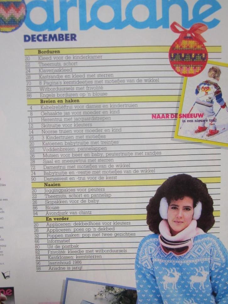 Ariadne Maandblad voor Handwerken december 1986, Hobby en Vrije tijd, Borduren en Borduurmachines, Zo goed als nieuw, Patroon