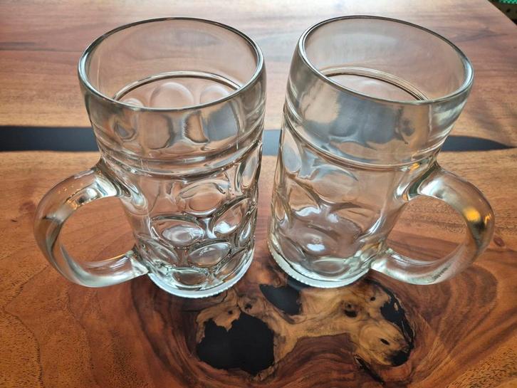 2 Duitse Bierpullen 1 Liter - Goede Staat, Verzamelen, Glas en Borrelglaasjes, Zo goed als nieuw, Bierglas, Ophalen of Verzenden